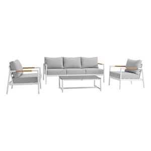 Royal White 4-Piece Aluminum Patio Conversation Set with Cushions