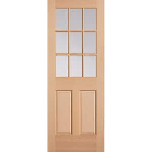 30 in. x 80 in. 9 Lite 2-Panel Unfinished Fir Wood Front Exterior Door Slab