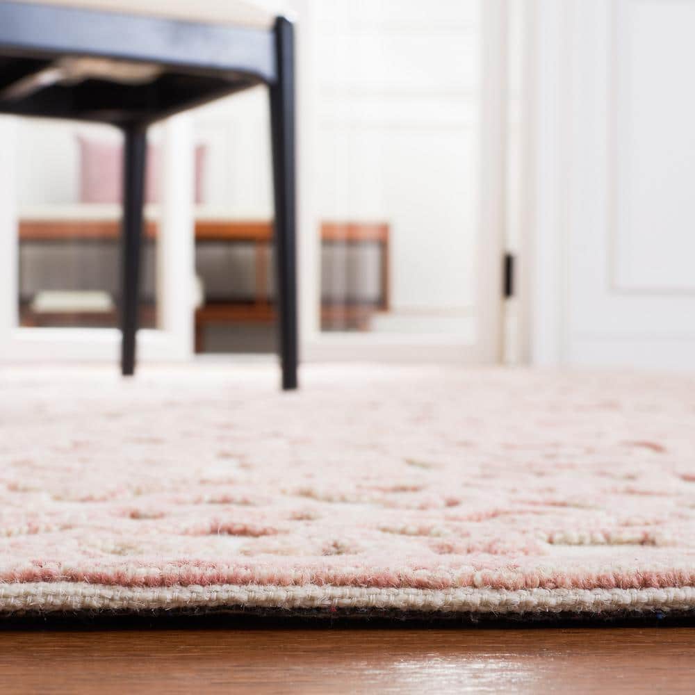 Ivory and Pink Floral Hand-Tufted Wool 8' x 10' Area Rug