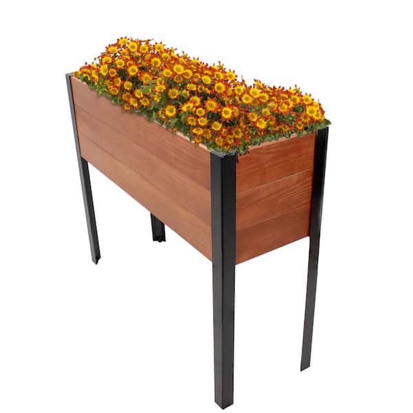 Sunnydaze Acacia Wood Raised Garden Bed with Removable Planter Bag - Brown