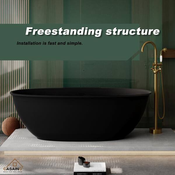 CASAINC 67 in. x 33 in. Soaking Bathtub in Matte Black CA-11 