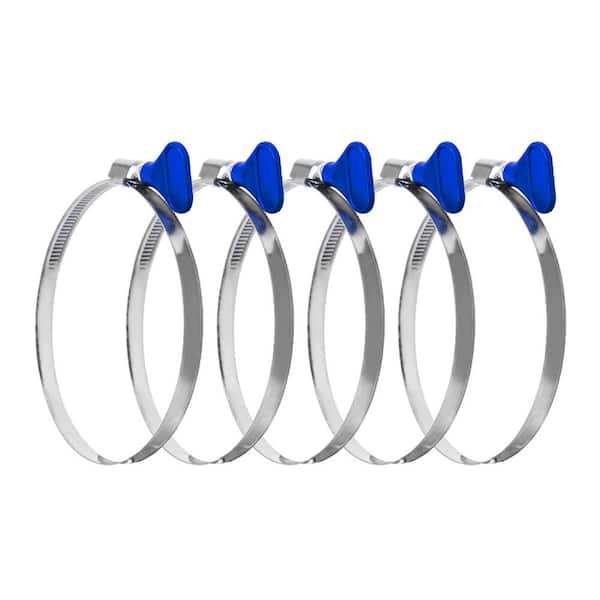 4 in. Stainless Steel Key Hose Clamp, Thumb Screw Dust Collector Hose Clamps (5-Pack)
