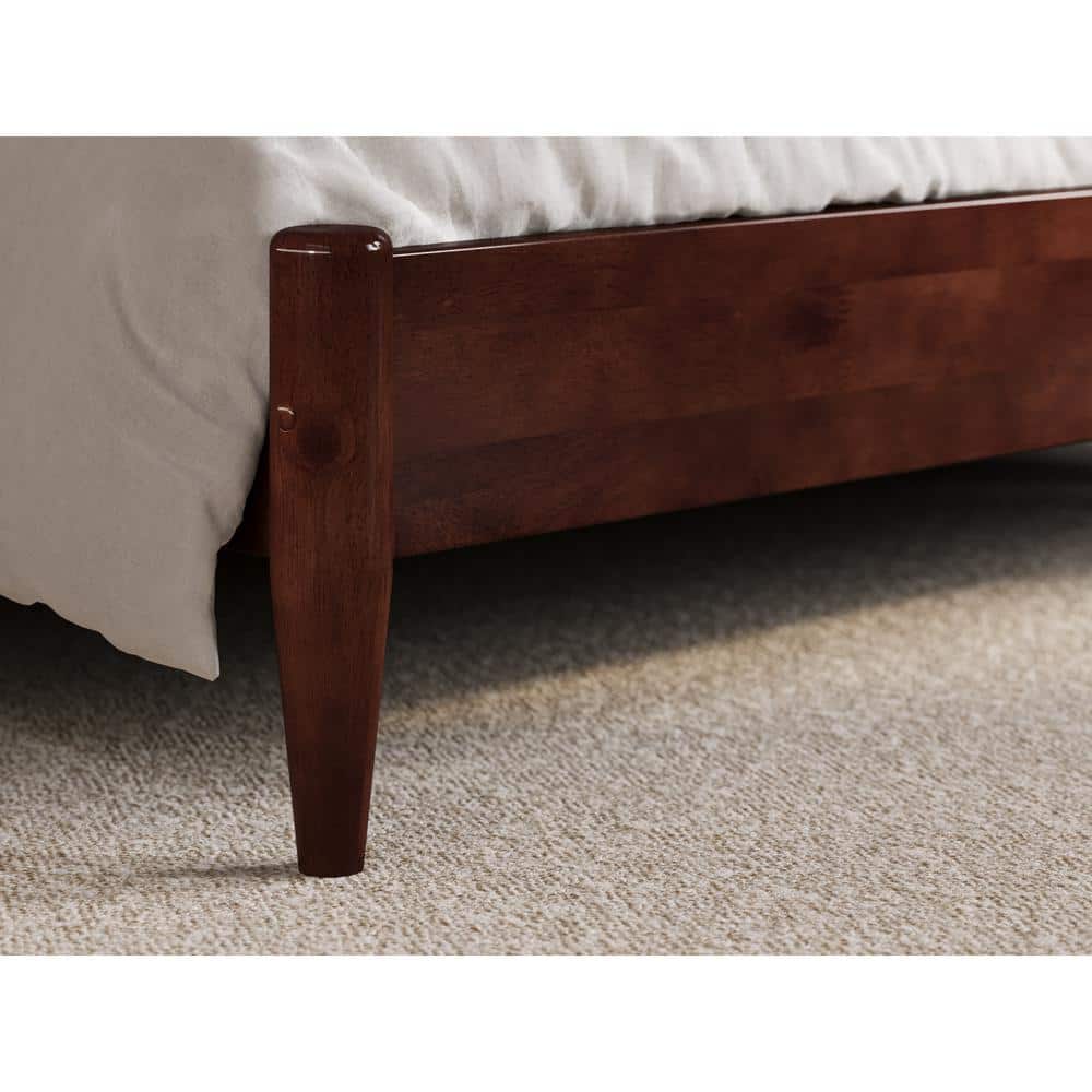 Charlotte Walnut King Solid Wood Low Profile Platform Bed