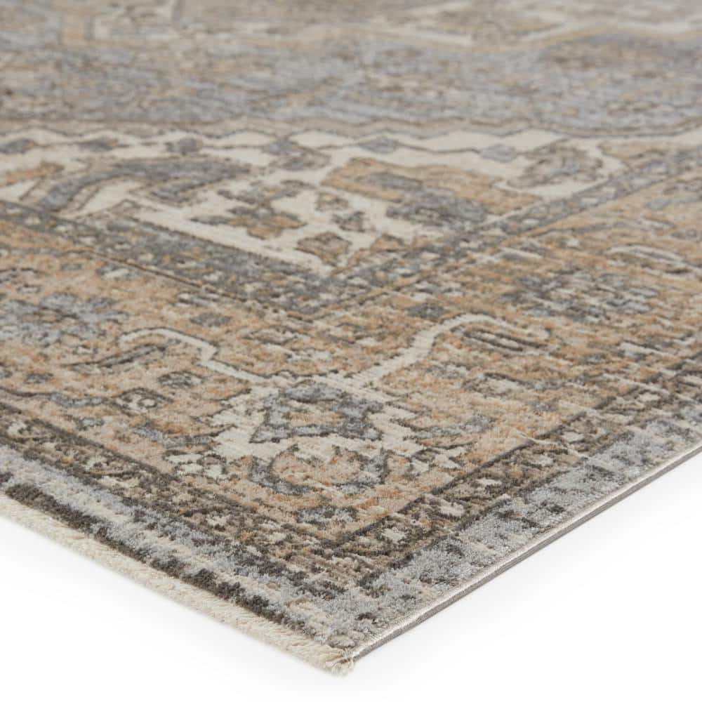 En Blanc Vintage-Inspired Medallion 9'x13' Gray Area Rug