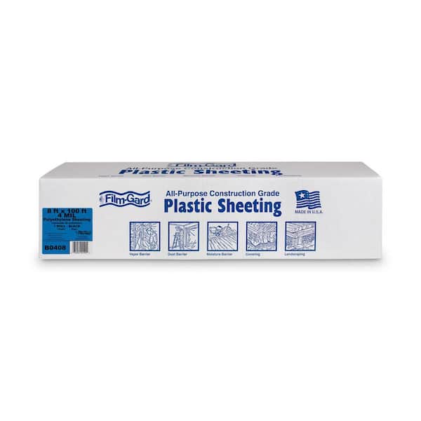 Plastic Sheeting 4 mil X 8 ft. x 100 ft. Polyethylene Black 1 pk