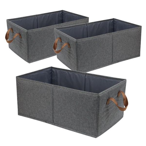 Gray 18.8 in. x 11 in. Fabric Storage Bins Set of 3, Foldable Closet Organizer for Clothing, Toys, Books