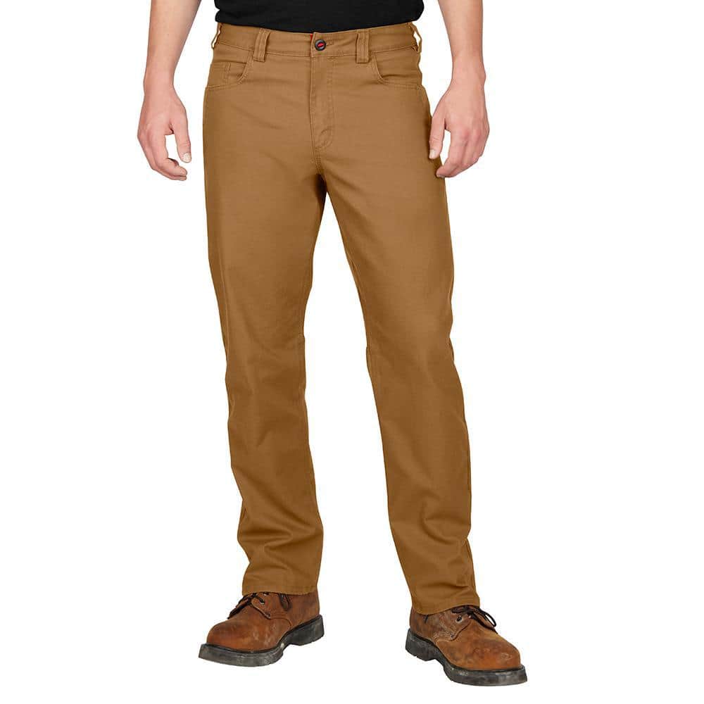 Milwaukee Men's 38 in. x 30 in. Khaki Cotton/Polyester/Spandex Flex ...