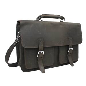 18 in. Extra Large Pro Full Grain Leather Briefcase Laptop Case