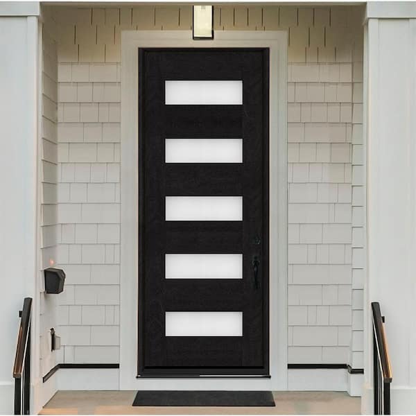 Regency 36 in. x 96 in. 5L Modern Universal Handing Frosted Glass Onyx Stain Fiberglass Front Door Slab