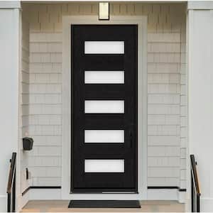 Regency 36 in. x 96 in. 5L Modern Frosted Glass LHIS Onyx Stained Fiberglass Prehung Front Door