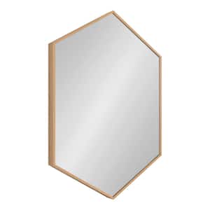 Rhodes 30.98 in. H x 22.05 in. W Modern Irregular Framed Hexagon Natural Wall Mirror