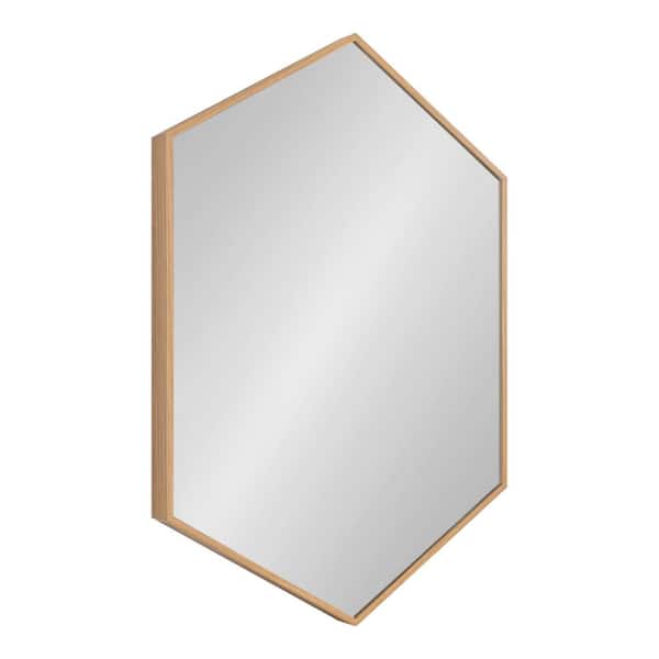 Kate and Laurel Rhodes 30.98 in. H x 22.05 in. W Modern Irregular Framed Hexagon Natural Wall Mirror
