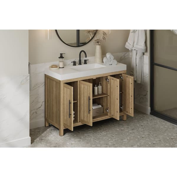 Glacier Bay Cargrove 48 in. Single Sink Freestanding Oak Bath