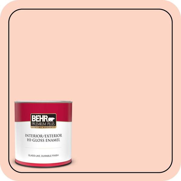 BEHR PREMIUM PLUS 1 qt. #210A-2 Coral Dune Hi-Gloss Enamel Interior/Exterior Paint & Primer
