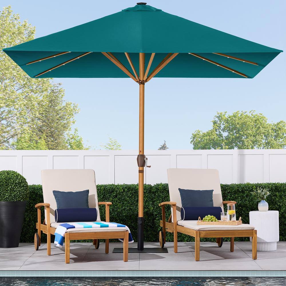 Cerulean Square Solar LED Lighted Patio Umbrella with Metal Pole