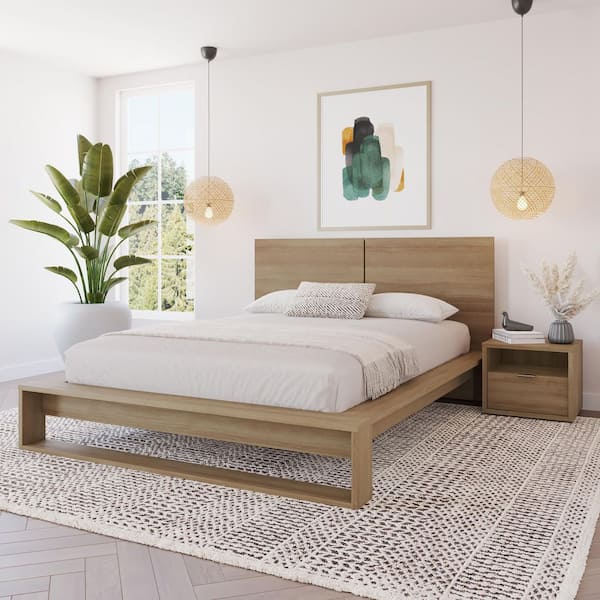 Audrey 3-Piece Brown Oak Composite Queen Size Bedroom Set