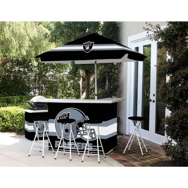 Best of Times Oakland Raiders 6-Piece All-Weather Patio Bar Set with 6 ft. Umbrella