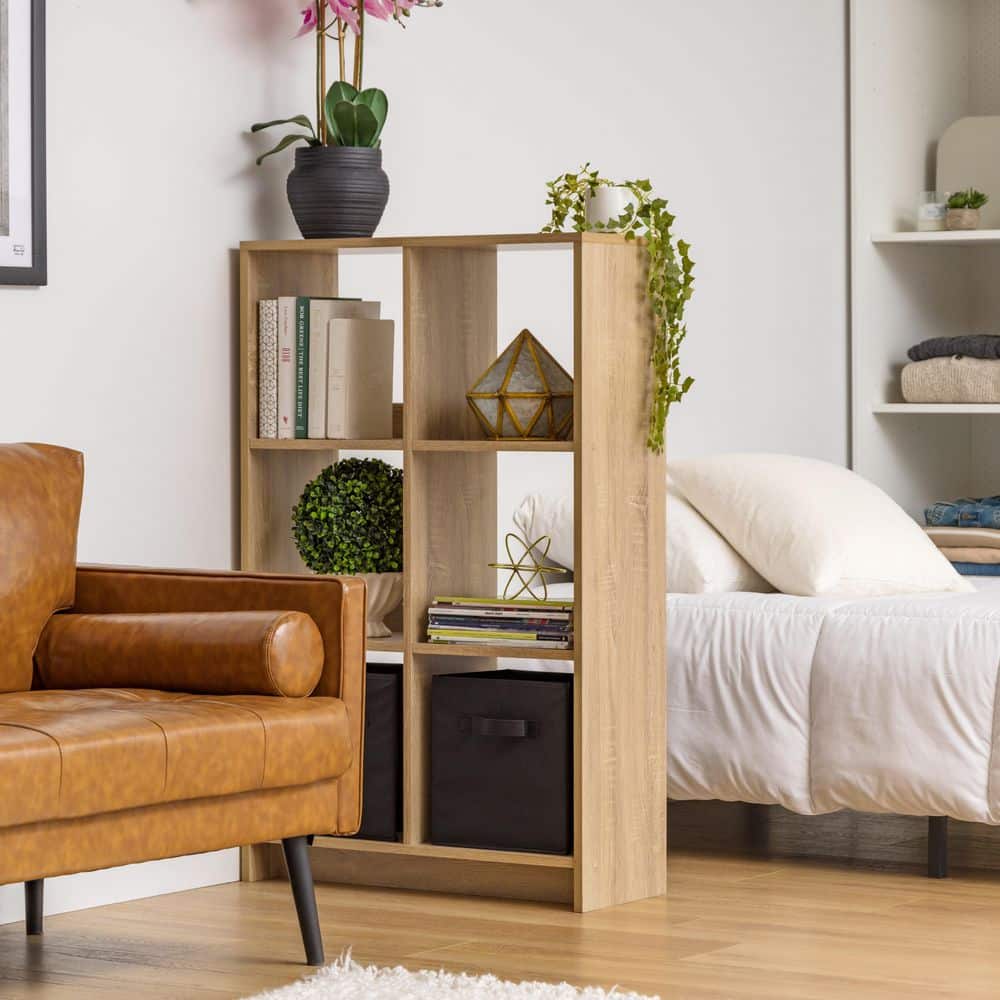 Adjustable 6-Cube Light Brown Organizer for Books and More