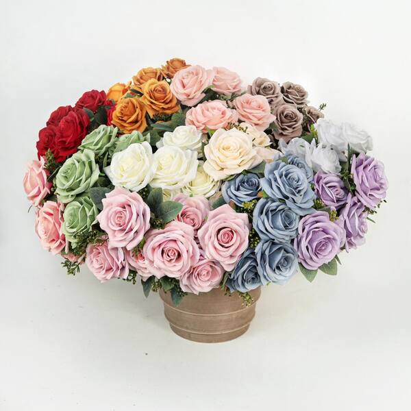 LIVING LUXURY 17 in. Blush Pink Artificial Queen Tea Rose Flower