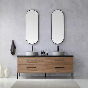 Trento 72 in. W x 21.7 in. D x 34.6 in. H Double Sink Bath Vanity in North Oak with Black Sintered Top