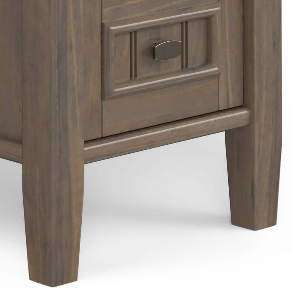 Lev Smoky Brown Solid Wood Narrow End Table with Storage