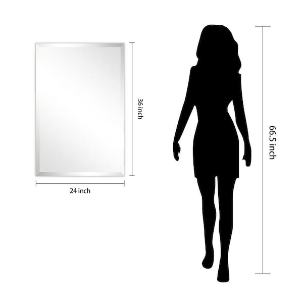 Frameless Beveled Prism Rectangle Wall Mirror(Product Width in.24 x Product Height in.36)