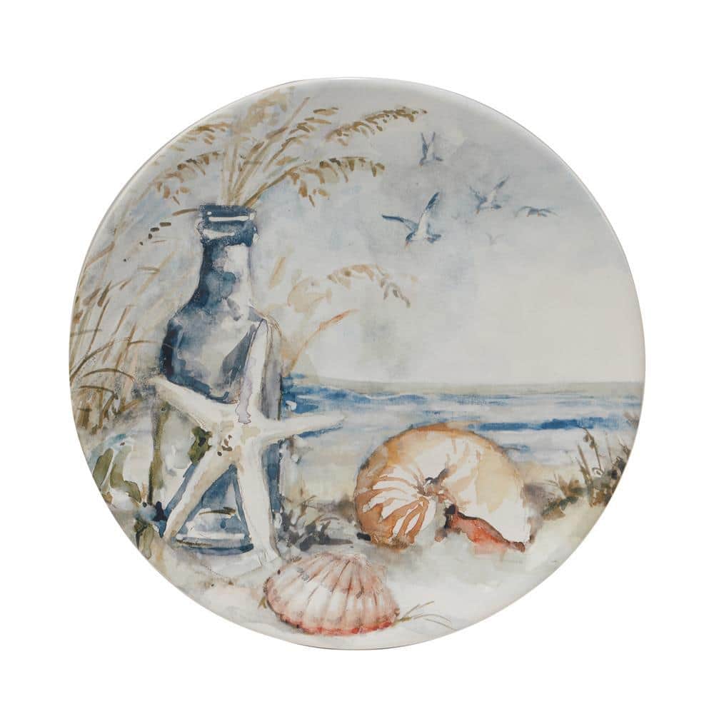 Set of 4 Coastal Landscape Ceramic Salad/Dessert Plates