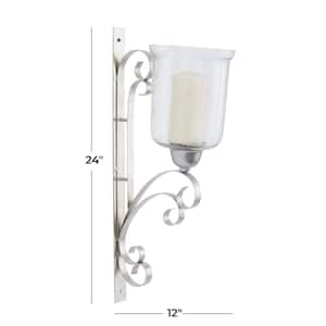 24 in. Silver Metal Single Candle Wall Sconce
