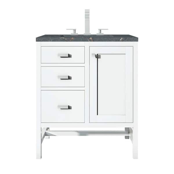 James Martin Vanities Addison 30-in x 34.4-in x 23.5-in Glossy White Soft Close Bathroom Wall Cabinet