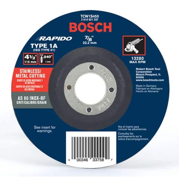 Bosch 4 -1/2 in. Thin Metal Cut-Off Wheel Ideal for Stainless Steel