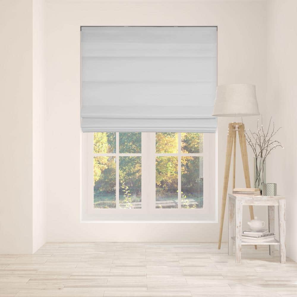 Contemporary White Linen Blend Sheer Flat Roman shade – Classic