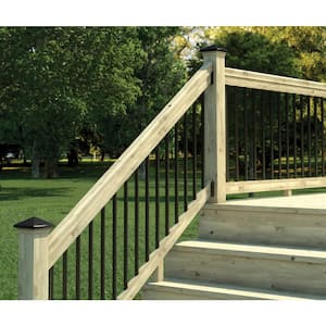 72 in. x 33.5 in. Pressure-Treated Souther Yellow Pine Stair Railing Kit with Black Aluminum Balusters