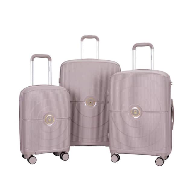 Numhew 3-Piece (20in. /24in. /28in. ) Griege PP Luggage Set with TSA Lock, Hardshell Suitcase with Double Spinner Wheels
