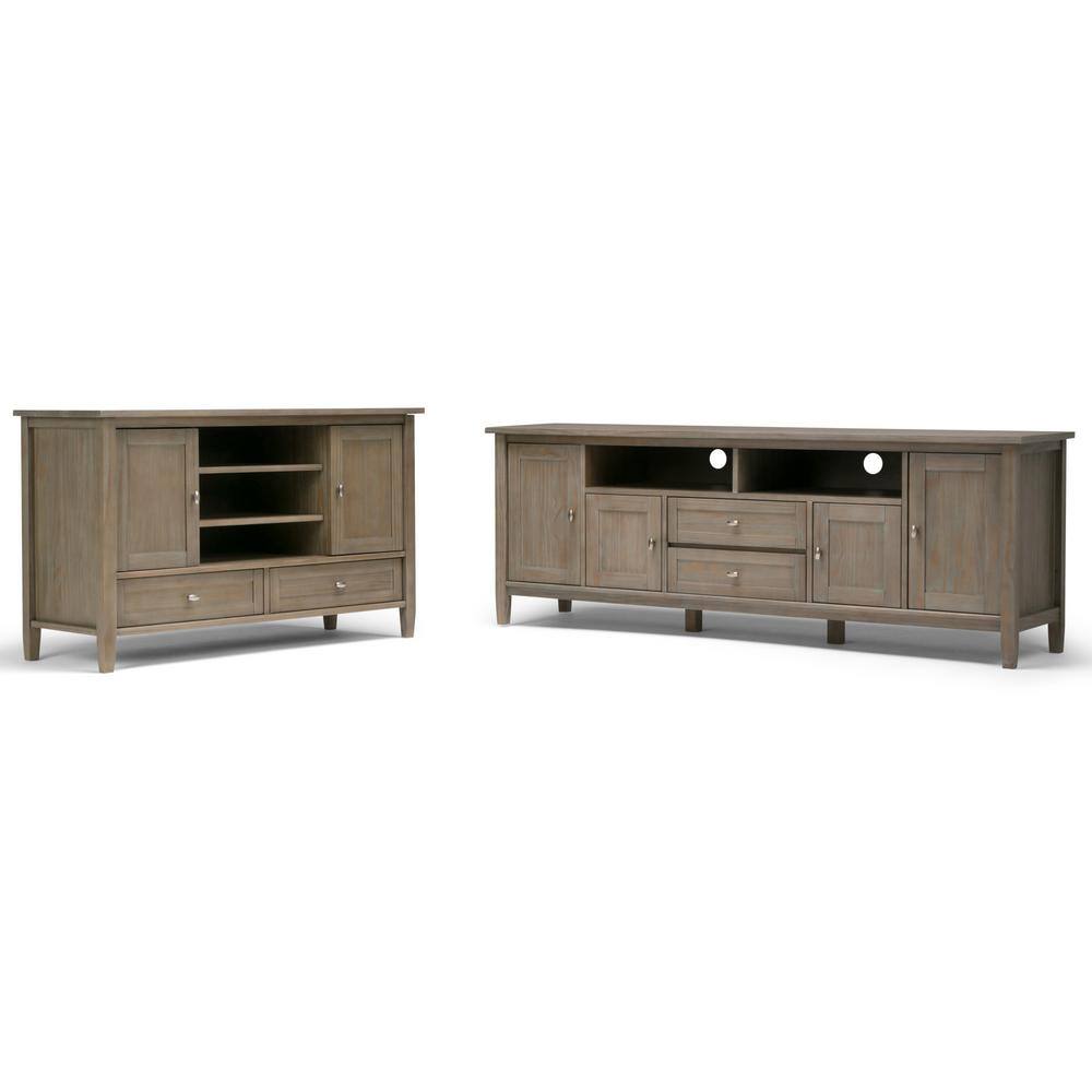 Distressed Gray Pine 47" TV Cabinet with Adjustable Shelves