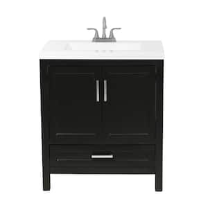 Salerno 31 in. Bath Vanity in Espresso with Cultured Marble Vanity Top in White with White Basin