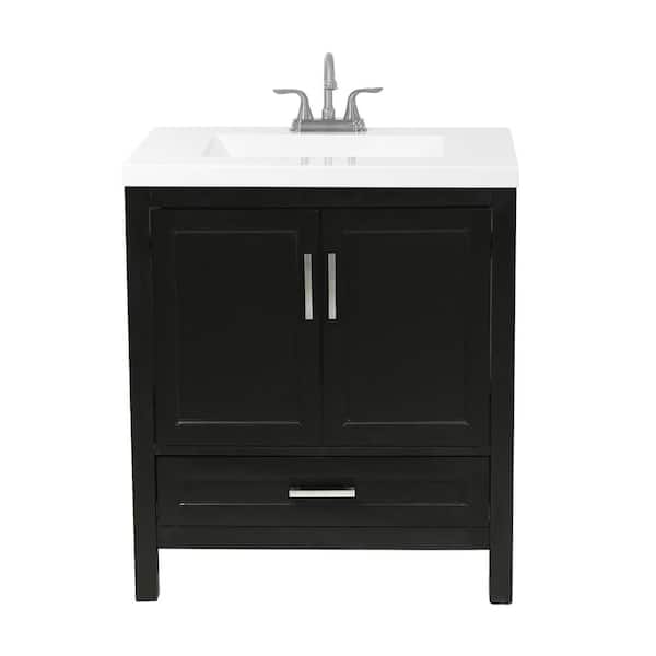Amluxx Salerno 31 in. Bath Vanity in Espresso with Cultured Marble Vanity Top in White with White Basin