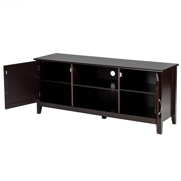 Gymax 58 in. W TV Stand Entertainment Media Center for TV's up to 65 in. with Storage Cabinets Brown