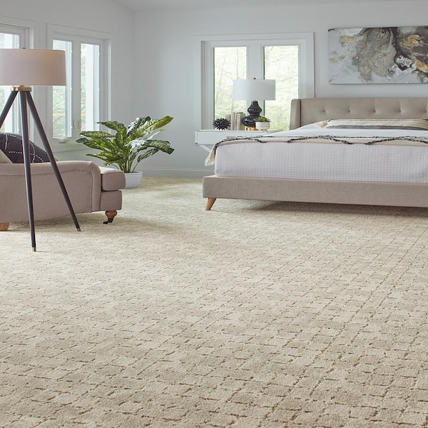 Posh Patterns Glamorous Beige 37 oz. Polyester Pattern Carpet - Installation Required