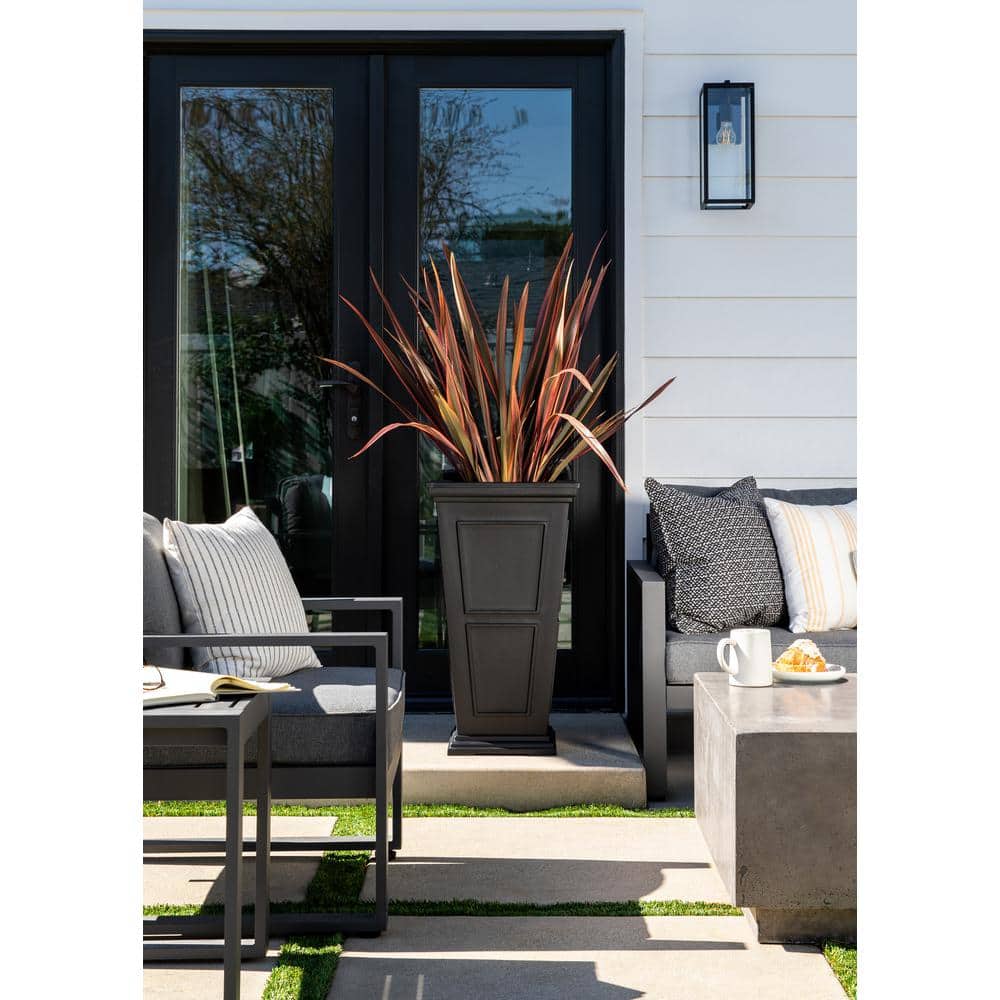 Brixton Tall Black Recycled Plastic Planter Set