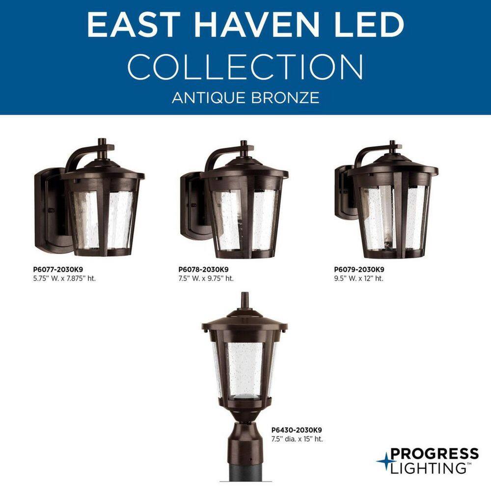 Antique Bronze LED Outdoor Post Lantern with Seeded Glass Shade