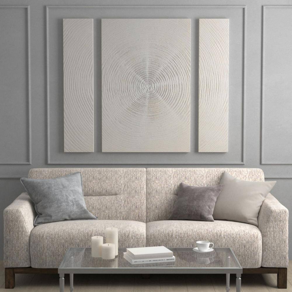 Silver Sand Hand Embellished Abstract 3-Piece Canvas Wall Art Set