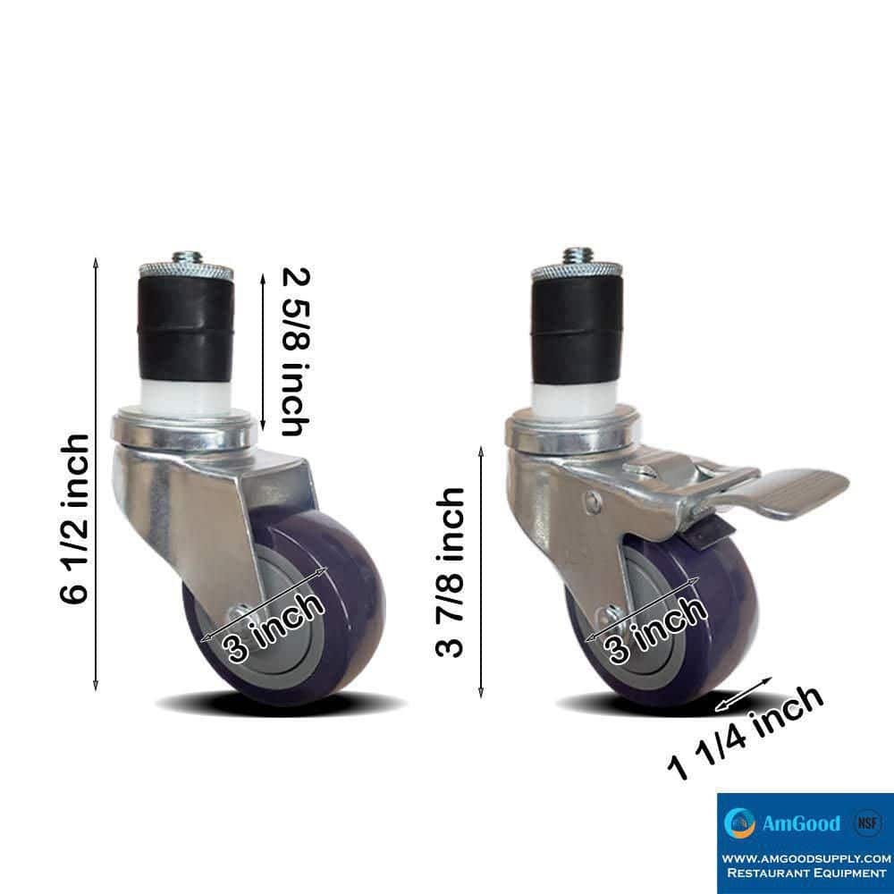 3 in. Purple and Silver Swivel Caster Wheels for Utility Tables