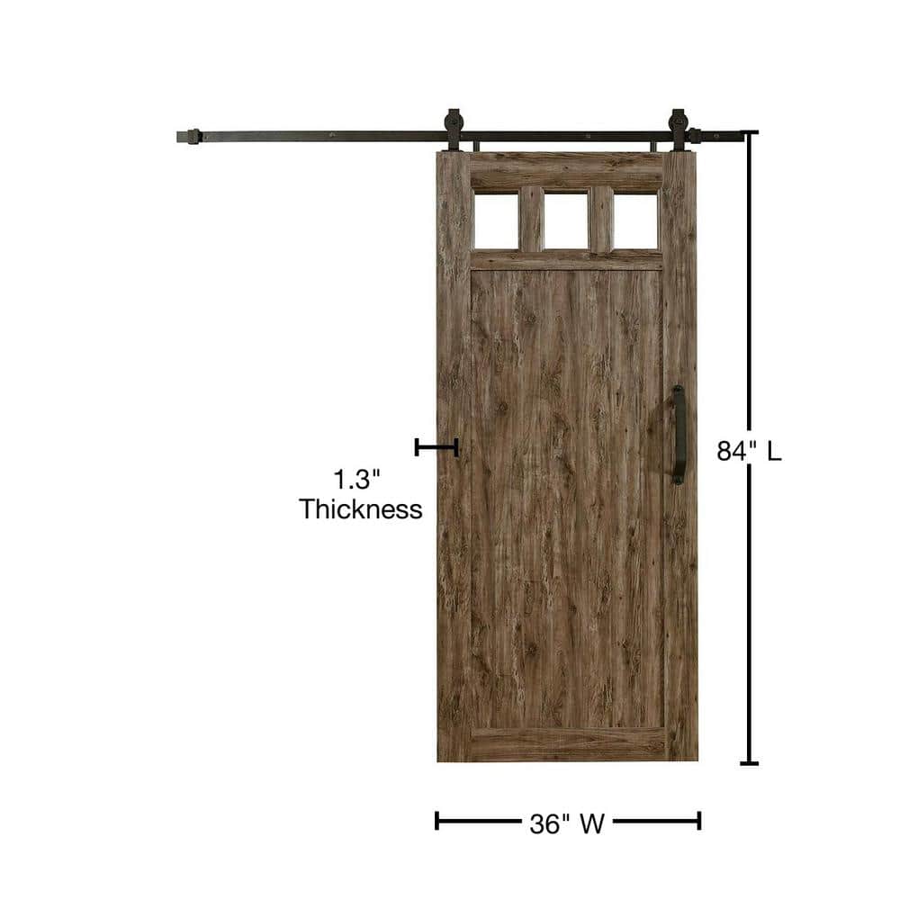Millbrooke Weathered Grey PVC Barn Door with Acrylic Windows