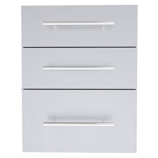 Sunstone Designer Series Raised Style 18 in. x 23 in. 304 Stainless Steel Triple Drawer