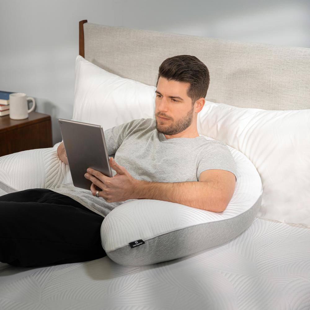 White Hypoallergenic Cooling Maternity Body Pillow with Washable Cover