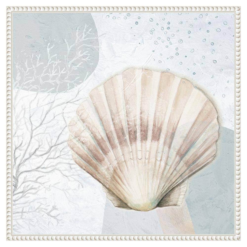 Blush Scallop Nautical Canvas Print with Beaded Frame