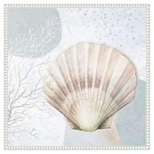 "Bubbles Blush Scallop" by Patricia Pinto 1-Piece Floater Frame Giclee Coastal Canvas Art Print 22 in. x 22 in.