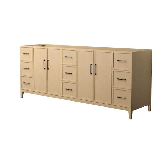 Wyndham Collection Elan 83 in. W x 21.5 in. D x 34.25 in. H Double Bath Vanity Cabinet without Top in White Oak with Matte Black Trim