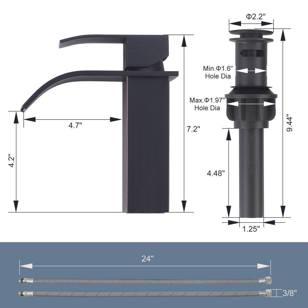 Oil Rubbed Bronze Waterfall Spout Single Handle Bathroom Faucet