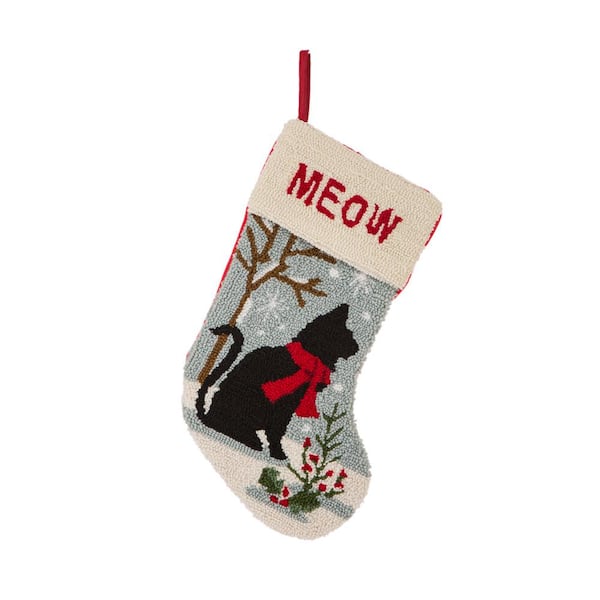 21 in. Polyester and Acrylic Hooked Cat and Dog Stocking (2-Pack)